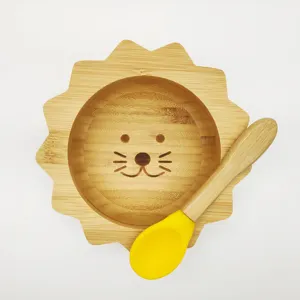 YCZM Children's tableware made of bamboo silicone tableware baby feeding set silicon