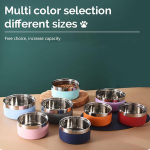 Mangkuk hewan peliharaan baja tahan karat ramah lingkungan Logo kustom mangkuk makanan anjing & kucing modis untuk hewan peliharaan besar sedang & Kecil - Product Image 2