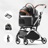 Poussette de transport portable en aluminium pour chiens et chats, chariot pliable détachable pour voyages en voiture et utilisation en extérieur