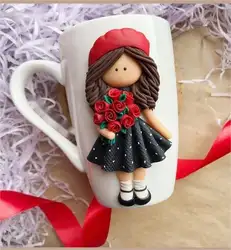 Tasse en céramique directe d'usine de vente chaude tasse à café personnalisée Rose fille tasse à café en céramique d'argile polymère pour la meilleure promo de giftideas - Product Image 3