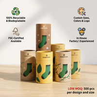 Imprimé personnalisé écologique Kraft T-Shirt sous-vêtements chaussettes mat stratification vêtements cylindre papier Tube emballage