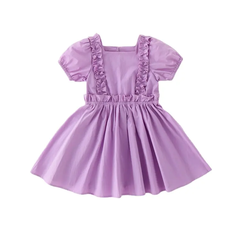 Üretici toptan çocuk giyim kız rop etek elbise çocuklar için renk mor çocuk doğum günü elbise