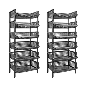 ARTECSIS Ensemble réglable de <span class=keywords><strong>2</strong></span> <span class=keywords><strong>étagère</strong></span>s de rangement en plastique 6 <span class=keywords><strong>niveaux</strong></span> 120 X 50 X 40 cm Noir - Product Image 1