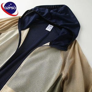 QZFSO Custom Streetwear <b>Lightweight</b> Mesh Zip up Windbreaker Breathable Quick-dry Polyester Sun Protection <b>Jacket</b> With Hood - Product Image 5