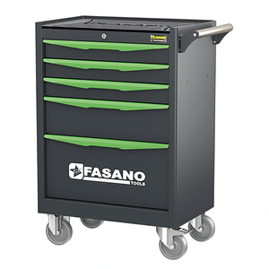 Fasano Tools 5 Drawer Rolling Tool Cart With Green Handles And Lockable Drawers For Garage <b>Workshop</b> <b>Storage</b> - Product Image 2