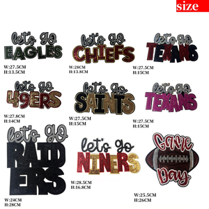 Hot Selling American Football Team Glitter Pailletten Borduurwerk Ijzer Op Doek Patch Stickers - Product Image 4