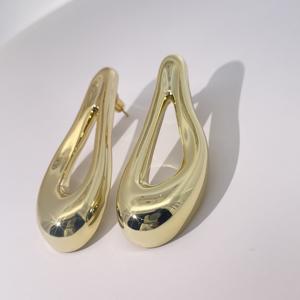 Tianyu Gems Gold Plated Brass Vintage Geometric Minimalist Classic <b>Fashion</b> <b>Stud</b> <b>Earrings</b> Without Stone - Product Image 2