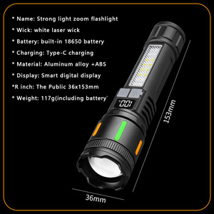핫 슈퍼 밝은 COB 1500Mah 텔레스코픽 줌 USB 충전식 알루미늄 합금 바디 LED 조명 전술 손전등 토치 손전등