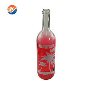 Nueva Botella de Agua o Vino de Vidrio Transparente de Color con Tapa de Clip de Corcho y Diseño Estampado en Oro - Product Image 3