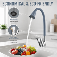 Robinet de cuisine moderne à poignée unique de marque de luxe avec logo personnalisé, flexible en acier inoxydable noir 304, à pression