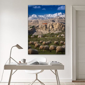 Impression sur toile du mont Kailash, Tibet, Chine, pâturage de moutons, temple de montagne, décoration murale - Product Image 1