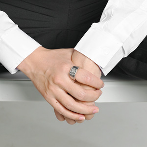 yunnique style retro street fashion script cross <b>ring</b> for men, niche and unique <b>titanium</b> steel non-fading index fin - Product Image 2