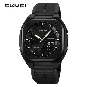 Montre Homme Multifonction Carrée <span class=keywords><strong>SKMEI</strong></span> 2328, Double Mouvement, Bracelet TPU, Style Sportif Extérieur, Montre-Bracelet Électronique à Quartz pour Homme - Product Image 3