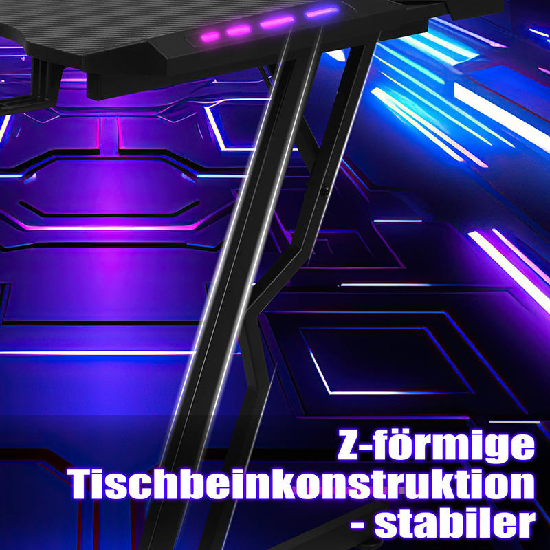 Popular Black Ergonomic Rgb Lighting Gaming Desk Table With Cable Cover ...
