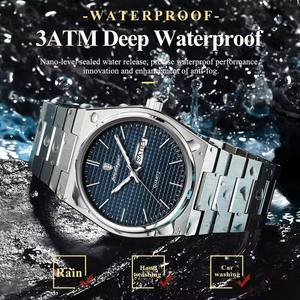 Reloj de Pulsera POEDAGAR 821 para Hombre, de Cuarzo, Acero Inoxidable, Lujoso y Moderno, Resistente al Agua, con Indicador de Semana, Manecillas Luminosas, Esfera de 40 mm - Product Image 5