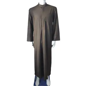 Factory direct sales of Muslim standing collar robes family matching clothes Islamic fashion black simple style