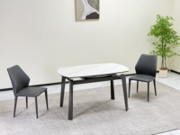 Ensemble table et chaises de salle à manger extensible moderne avec plateau en pierre et pieds en métal, support OEM, pour hôtels et ateliers