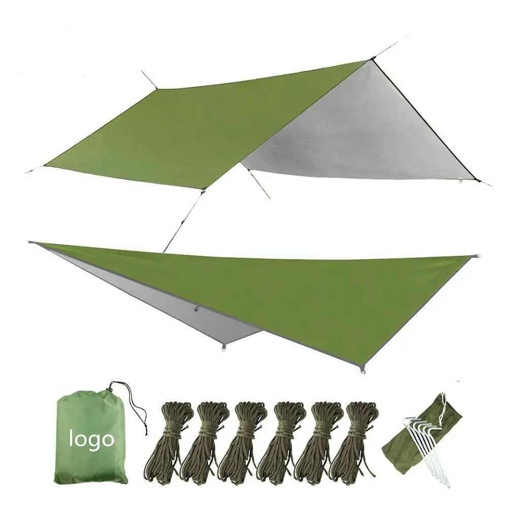 10x10ft Weerstaan Waterdicht Hangmat Regen Vliegen, Tent Tarp Camping Onderdak, Zonnescherm voor Wandelen Camping