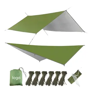 Toptan muşamba barınak kamp-10x10ft dayanıklı su geçirmez hamak yağmur Fly, çadır Tarp kamp barınak, güneşlik yürüyüş kamp için