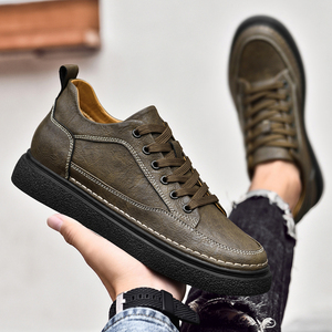 Baskets montantes rétro pour hommes, style automne, semelle épaisse de 8 cm pour une hauteur accrue, chaussures décontractées mi-montantes, doublure en maille, nouveau style tendance - Product Image 4