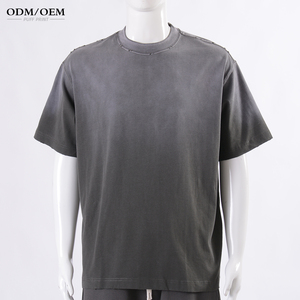 Camiseta Personalizada de 300 g/m², Tejida, 100% Algodón, Transpirable, Manga Corta, Estilo Urbano Retro, Efecto Desgastado por el Sol, Oversize, Vintage, Lavada, Unisex, Pesada - Product Image 3