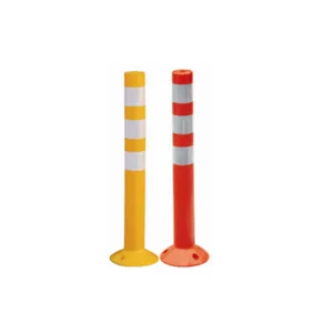 Protection en plastique flexible rayée jaune verte blanche de barrière de bornes du trafic pour la sécurité routière