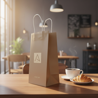 Robuste Schwarze Kraftpapiertüten für Lebensmittel, Geschenke, Einkäufe Personalisiertes Logo, Direkt ab Werk