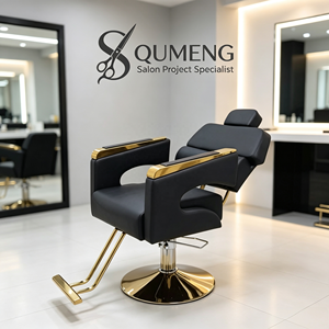 Sillón de Peluquería Reclinable Z de Nuevo Diseño, Silla de Barbería Elevadora de Cuero Sintético - Product Image 1