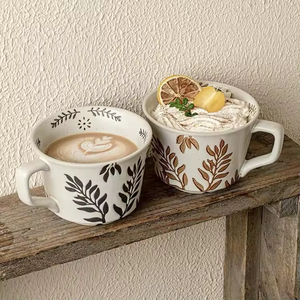 Vintage Hand Painted Botanical Coffee <b>Cup</b> with Speckled Glaze Microwave and Dishwasher Safe for Hot Beverages and Tea Use - Product Image 4