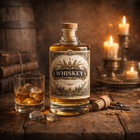 Op maat gemaakte kleurlogo 500ml super-flint glazen fles met verpakking doos lege fles voor sterke drank whisky wodka groothandel fabriek