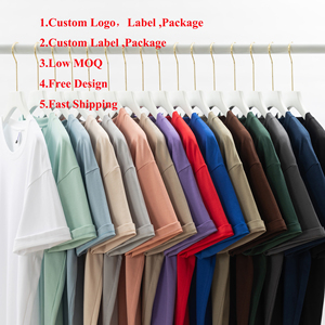 Camiseta de gran tamaño de tela de fibra de bambú de alta calidad logotipo personalizado serigrafiado transpirable y antiarrugas teñido estilo ajustado - Product Image 2