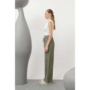 กางเกงขายาวเอวสูงทรงขากว้างสำหรับผู้หญิง สีมิงค์ ระบายอากาศได้ดี เอวยางยืด - Product Image 4