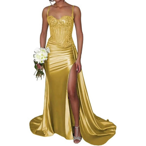 Abito da Sera <span class=keywords><strong>Lungo</strong></span> da Donna in <span class=keywords><strong>Raso</strong></span> Verde Sexy Senza Spalline Novità 2025 per Feste e Balli - Product Image 6