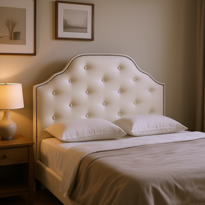 Tête de lit capitonnée en tissu, taille double, design traditionnel, cadre en bois - Product Image 2