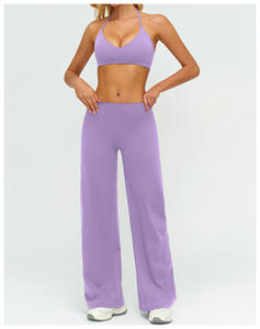 Pantalones de Yoga Holgados de Cintura Media para Mujer, Pantalones Deportivos Ajustados de Pierna Ancha para Correr, Leggings Deportivos de Spandex/Nailon Transpirables con Elasticidad en Cuatro Direcciones - Product Image 4