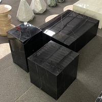 Guanmay Table centrale en marbre Nero Marquina personnalisée Table basse de luxe légère en marbre noir pierre naturelle pour le salon