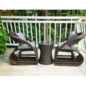Luxury Saving Place Coffee Table Sets Leisure Modern <b>Round</b> Rattan Dining Tables And 4 <b>Chairs</b> Set - Product Image 4