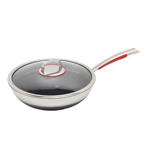 <span class=keywords><strong>Wok</strong></span> Triple de Acero Inoxidable 30/32/34cm, 3 Capas, Antiadherente, con Tapa de Vidrio Templado, Apto para Lavavajillas, Capacidad 18L - Product Image 1
