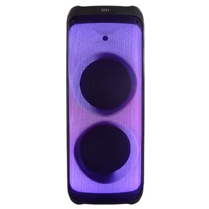 High end DJ sound effect flame light portable double 12 inch trolley portable speaker with microphone karaoke