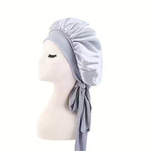 Wholesale Custom Designer 36cm Women Sleep Cap Adjustable Single-Layer Imitated Silk Satin Hair <strong>Bonnets</strong> with Elastic Strap - Product Image 6