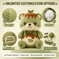 Mascotte en peluche ours Matcha Pudding, jouet en peluche personnalisé, animal en peluche, jouet doux, fabricant OEM ODM, logo personnalisé, cadeau promotionnel