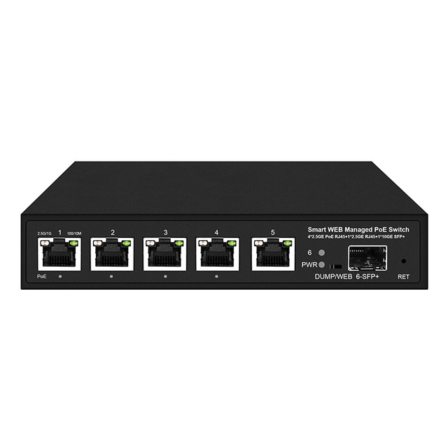 5 Port 2.5G WEB Management Switch with 10G SFP Slot Managed POE Switch
