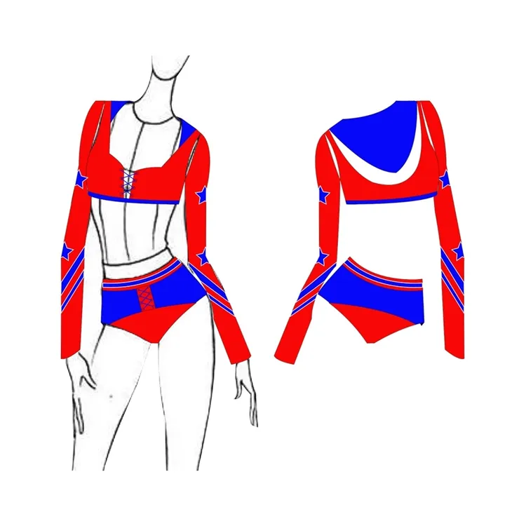 2022New Design Blank Cheerleading Uniformen Bauchtanz Kleidung Kinder Custom Sublimated Cheer Leading Uniformen für Cheer Leade
