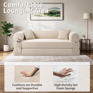 Modernes <span class=keywords><strong>L</strong></span>-förmiges 3-in-1 Cord-Klappsofa ohne Gestell, Vakuumverpacktes Modulares Schaumstoffsofa für Badezimmer - Product Image 2