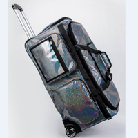 Valise de danse roulante durable, sac de maquillage, housse en PU, fermeture étanche avec roulettes pour les voyages et un rail pour vêtements