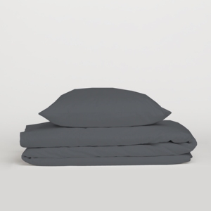 Juego de cama gris oscuro para todas las estaciones de algodón 100% de fabricación italiana Incluye funda nórdica, Sábana, funda de almohada - Product Image 1
