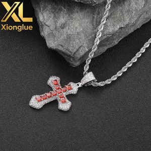 New Fashion Iced Out Bling 5A <b>Cross</b> Pendant Necklace Twisted <b>Chain</b> Hip Hop Jewelry for Men Gift Copper Alloy 18K Gold Plated - Product Image 3