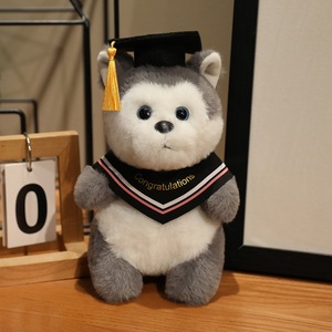 Graduation Cap Plush Dolls: Fox, Husky and <strong>Panda</strong> Designs with Bandanas or Sashes - Product Image 4