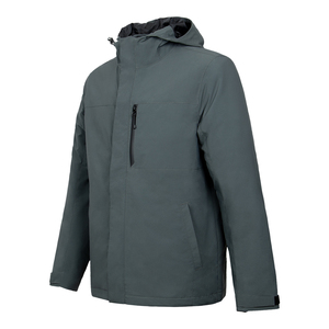 High Quality Custom Casual Men's Winter <strong>Jackets</strong> <strong>Grey</strong> Soft Shell Fleece Hood Thick Zip <strong>Waterproof</strong> Breathable Outdoor Wholesale - Product Image 2