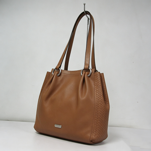 Classic Brown <b>Leather</b> Handbag Ruched Front Design <b>Woven</b> Panel Shoulder <b>Bag</b> For Everyday Use - Product Image 5
